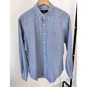 Ralph Lauren Polo Pink Plaid Performance Button Down Shirt Men's L Preppy Pony